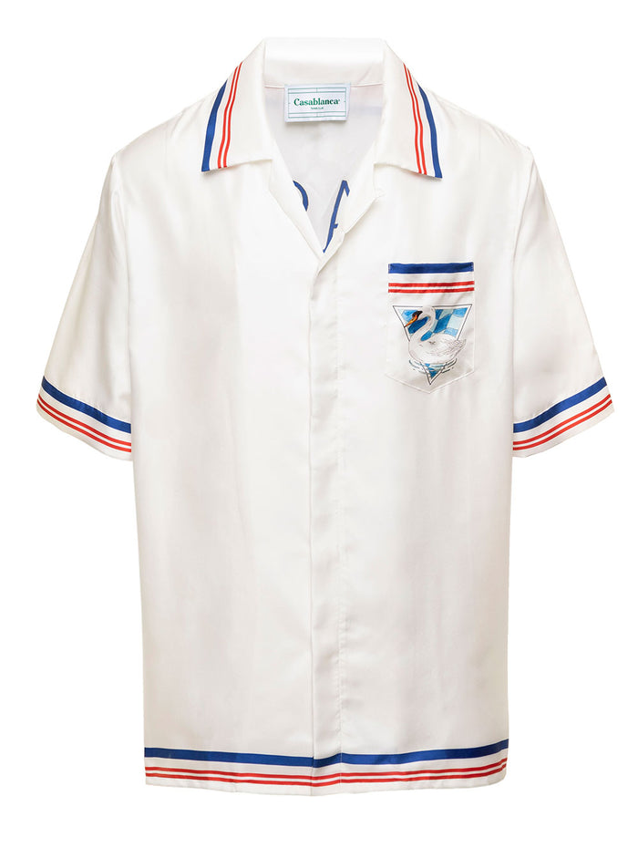 Par Avion White Cuban Short Sleeves Shirt Silk Man Casablanca And Blouses
