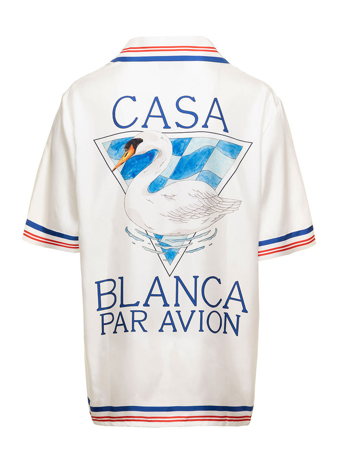 Par Avion White Cuban Short Sleeves Shirt Silk Man Casablanca And Blouses