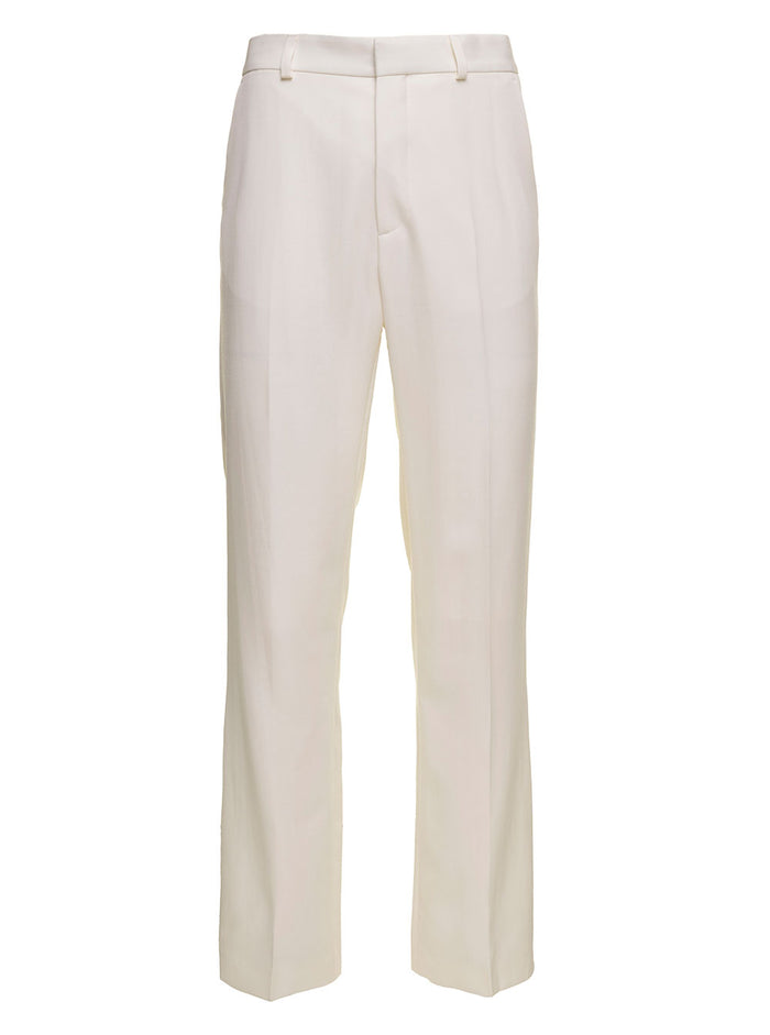 White Tailored Slim Pants Wool Man Casablanca Virgin Trousers