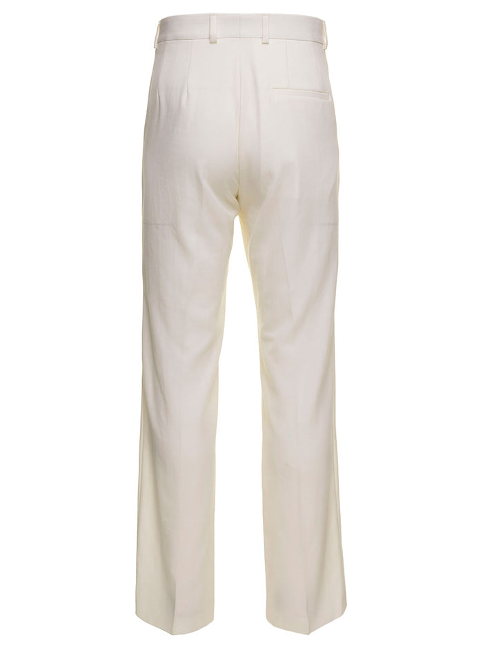 White Tailored Slim Pants Wool Man Casablanca Virgin Trousers