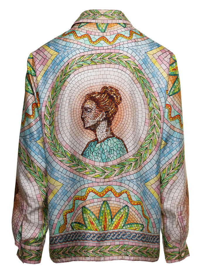 Mosaics Grecques Multicolor All-Over Graphic Print Shirt Silk Man Casablanca White And Blouses