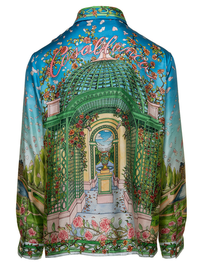 Lamour En Fleur Multicolor All-Over Graphic Print Shirt Silk Man Casablanca Blu And Blouses
