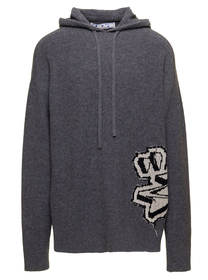 Graff Chunky Knit Hoodie Grey Virgin Wool Sweatshirts