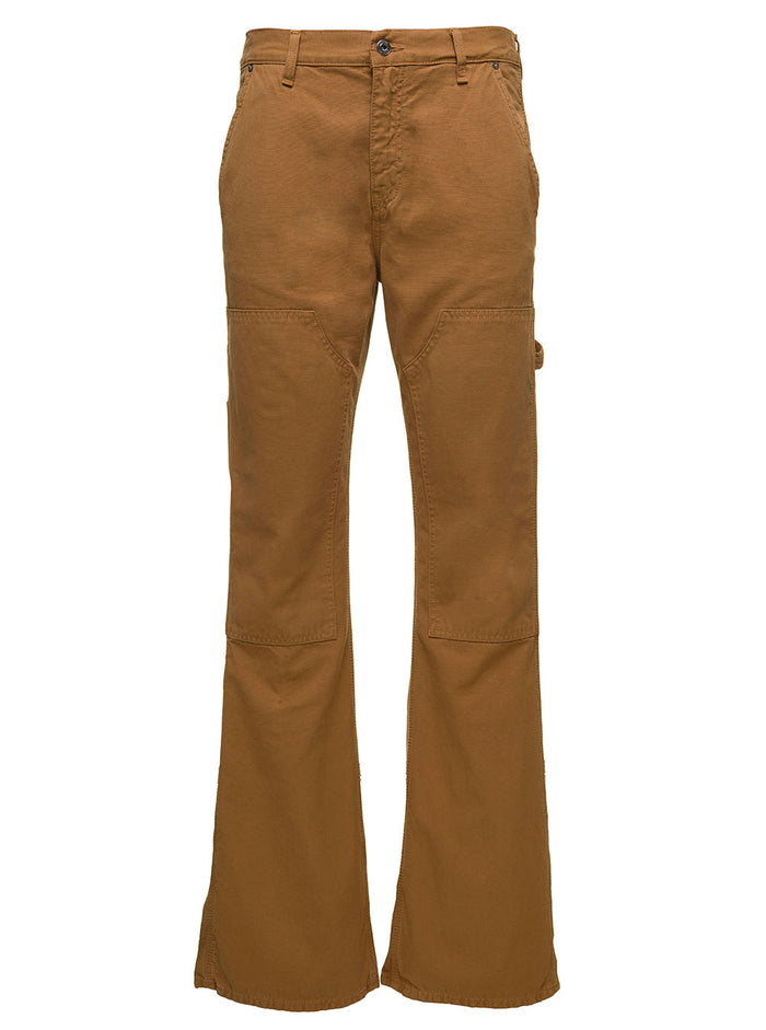 Ow Slow Canv Flare Carp Pant Beige Cotton Trousers