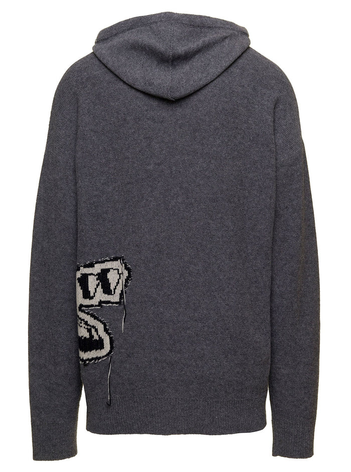 Graff Chunky Knit Hoodie Grey Virgin Wool Sweatshirts
