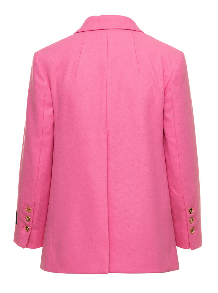 Pink Double-Breasted Jacket Woman Patou Virgin Wool Cashmere Blazers