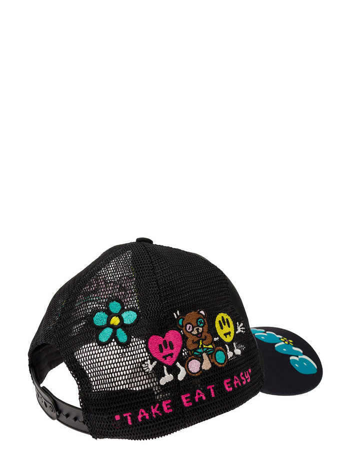 Trucker Unisex Black Poliestere Cotone Hats And Gloves