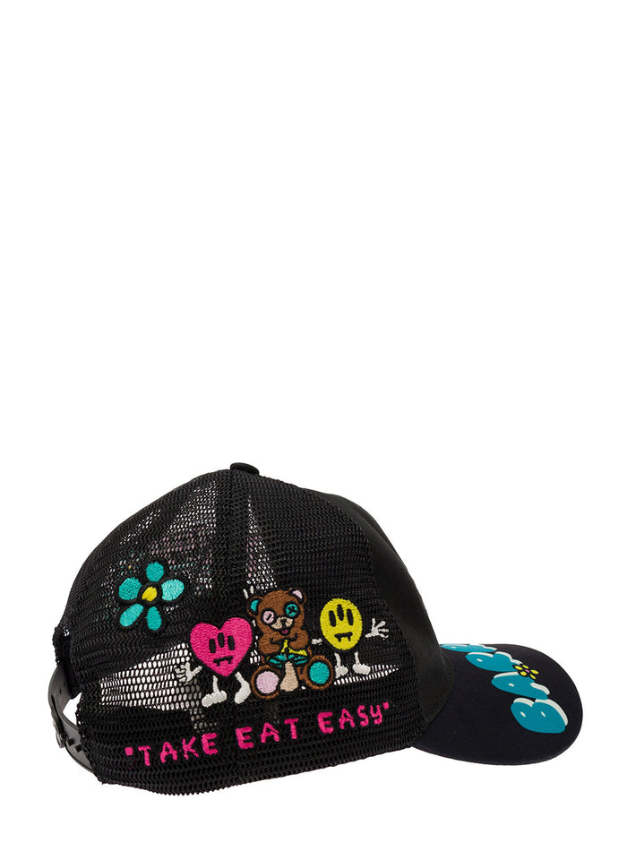 Trucker Unisex Black Poliestere Cotone Hats And Gloves