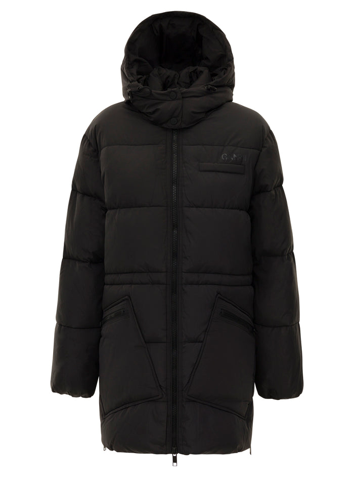 Tech Puffer Oversized Midi Jacket Black Polyester Down