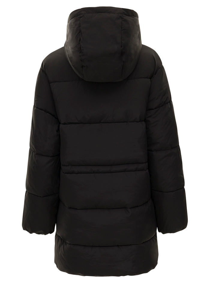 Tech Puffer Oversized Midi Jacket Black Polyester Down