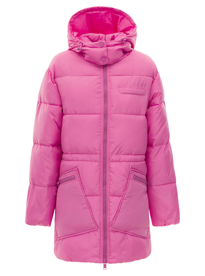Tech Puffer Oversized Midi Jacket Pink Polyester Down