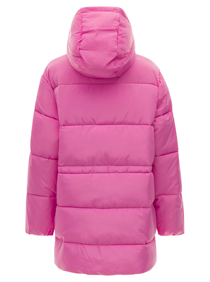 Tech Puffer Oversized Midi Jacket Pink Polyester Down