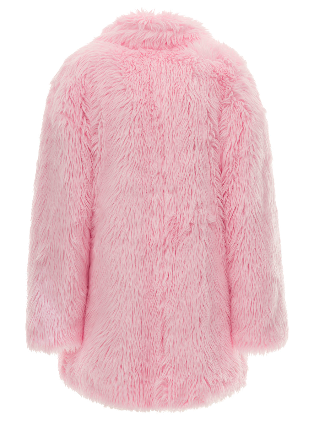 Pink Long Eco Fur Jacket Woman Msgm Ma Polyester Shearling And Furs