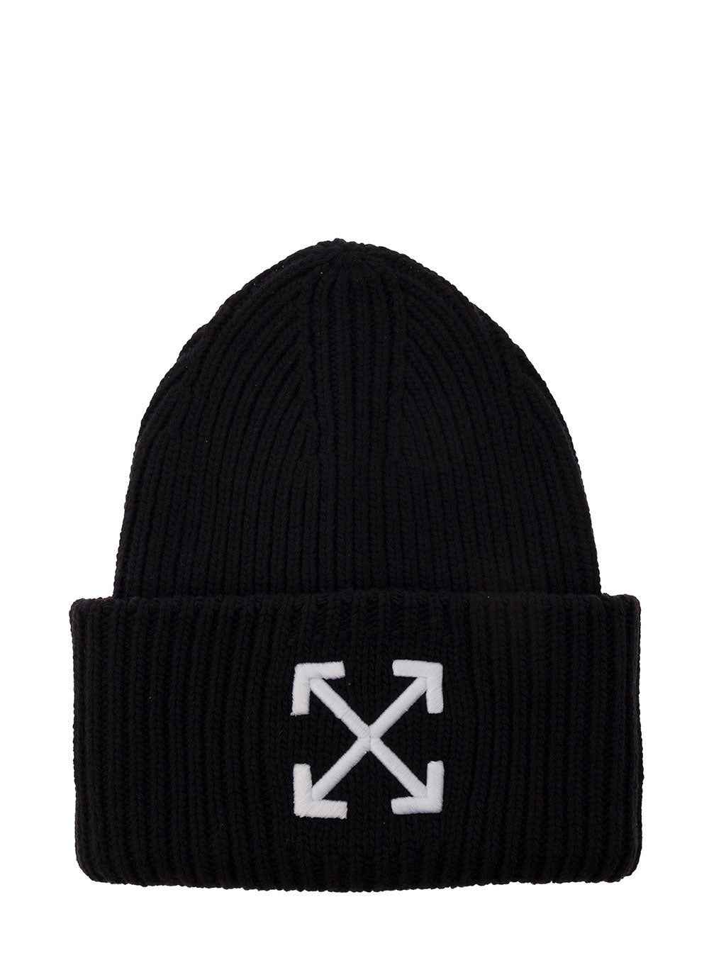 Arrow Ribbed Beanie Black Wool Hats And Gloves