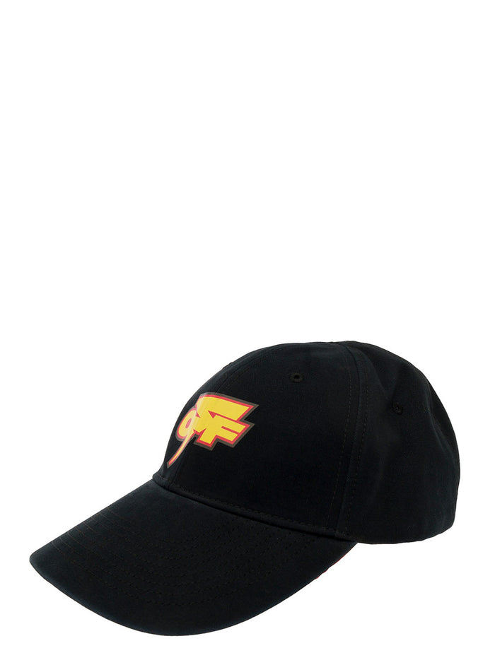 Thunder Black Baseball Cap With Printed Logo Cotton Man Off-White Hats And Gloves