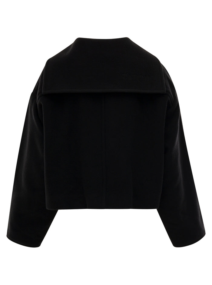 Double Sided Wool Cropped Black Polyamide Outerwear