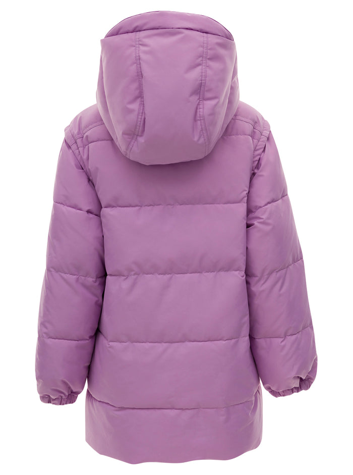 Parka With Detachable Sleeves Violet Polyester Down Jackets