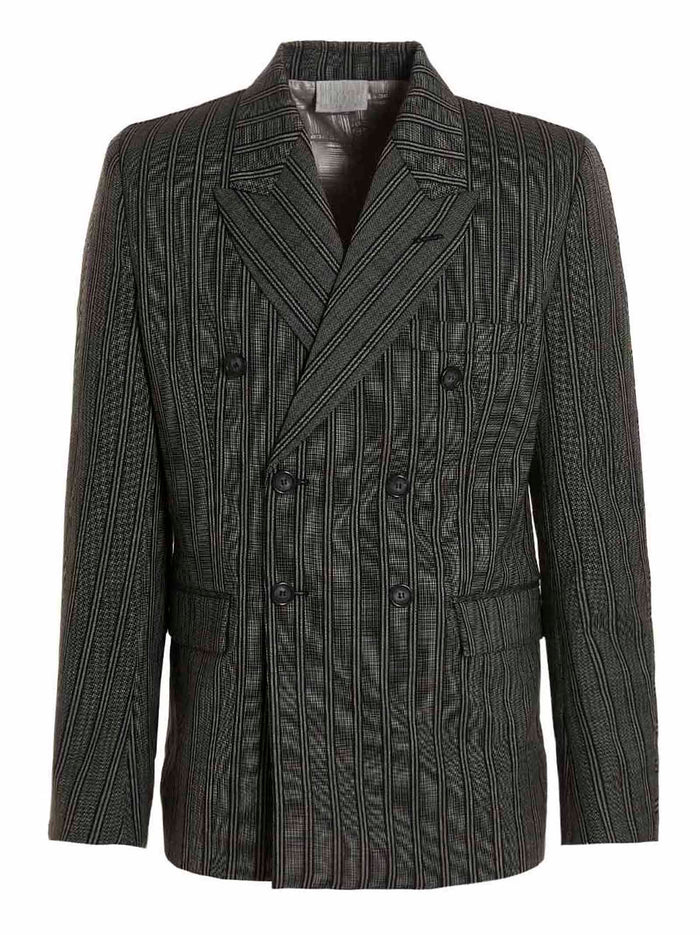 Blazer Tonal Double Breasted Tailored Black Virgin Wool