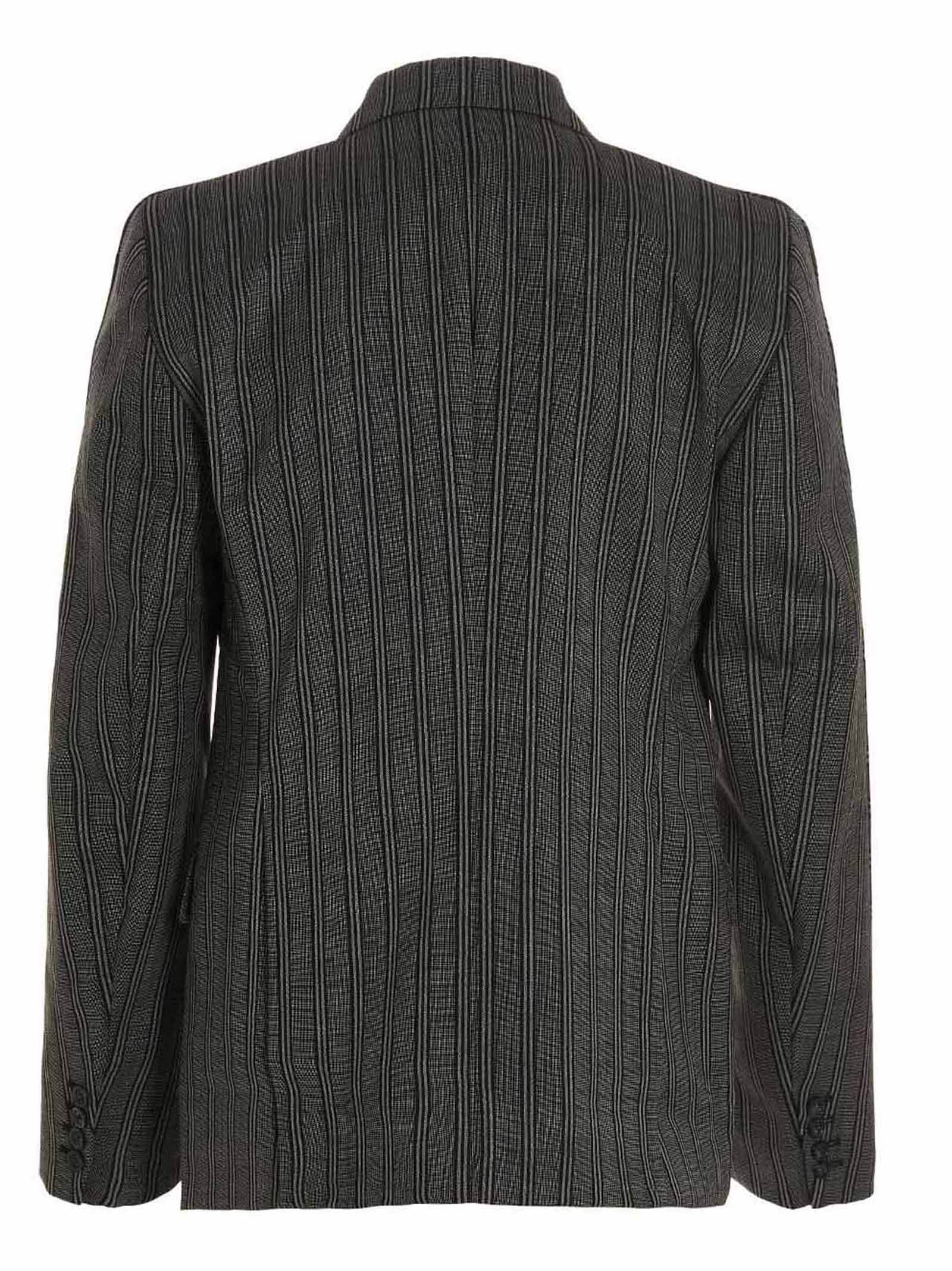 Blazer Tonal Double Breasted Tailored Black Virgin Wool
