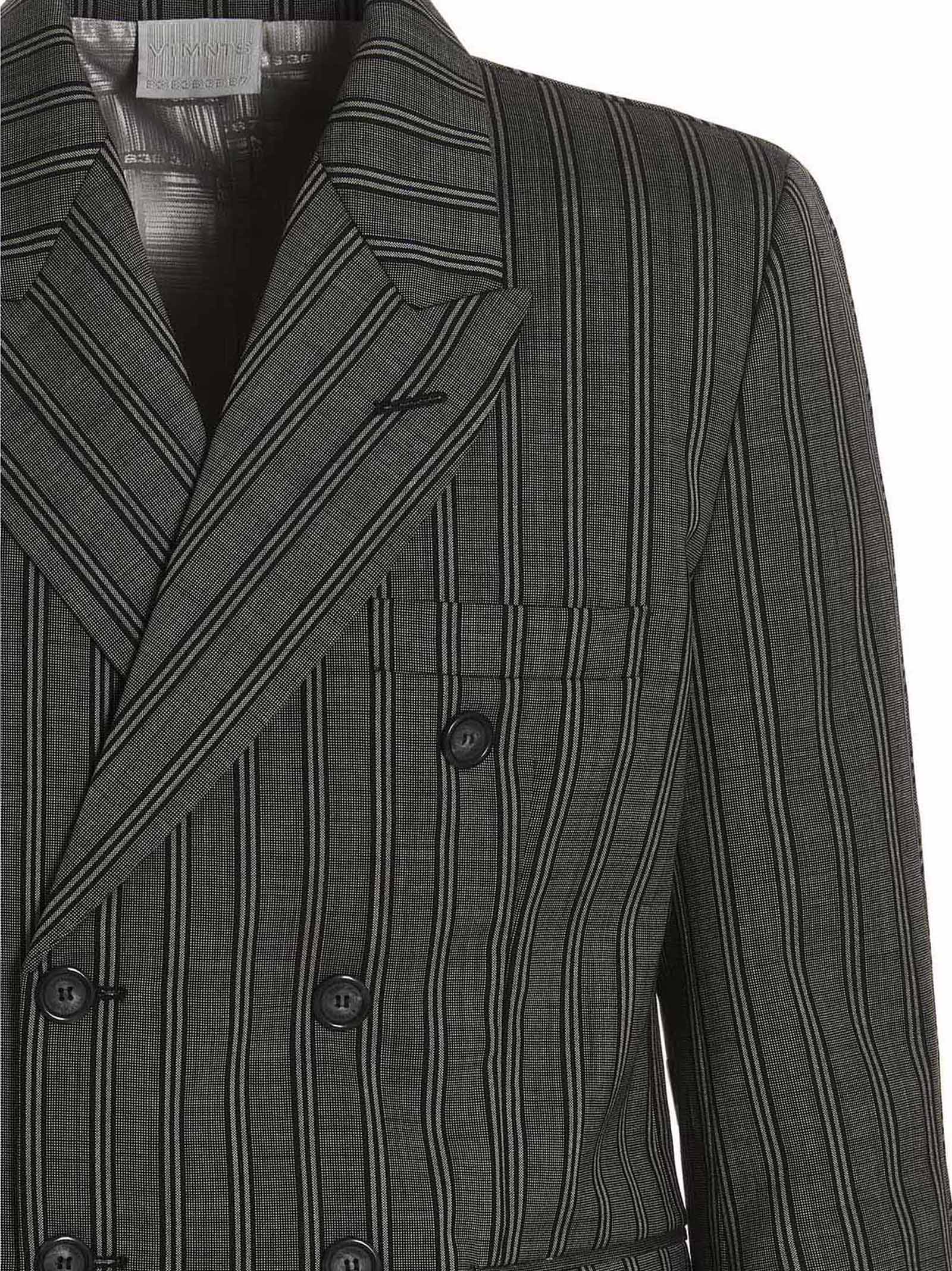 Blazer Tonal Double Breasted Tailored Black Virgin Wool