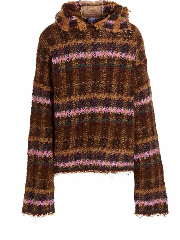 Knitted Giant hooded sweater Multicolor Sweater, Cardigans