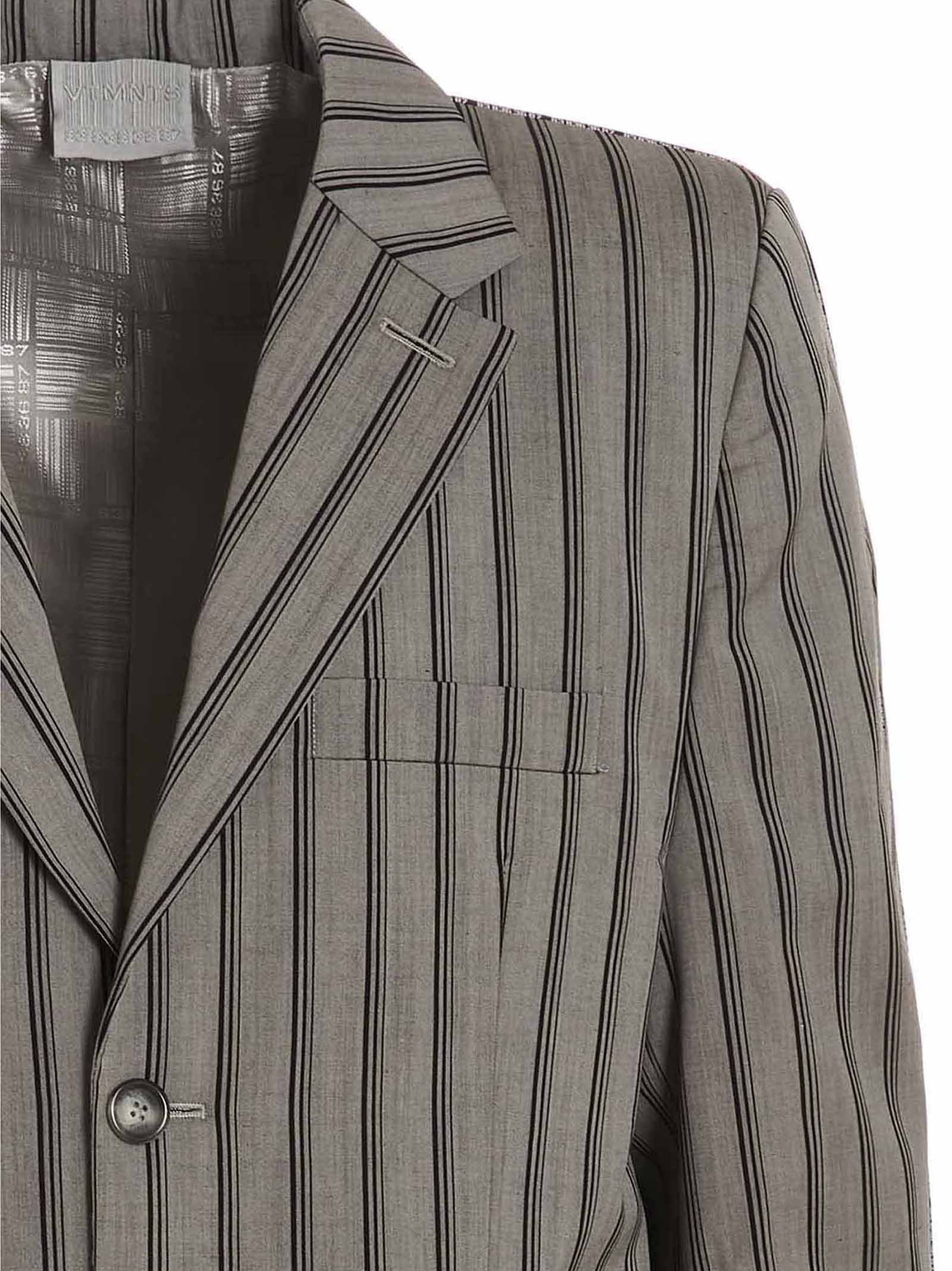 Striped Long Coat Gray Wool Silk Coats, Trench