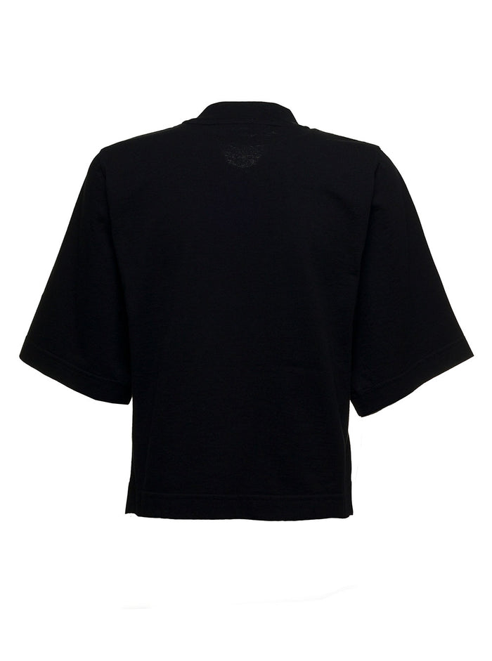 Palm Angels Bear Cropped Tee Black Cotton Tshirts And Polo Shirts