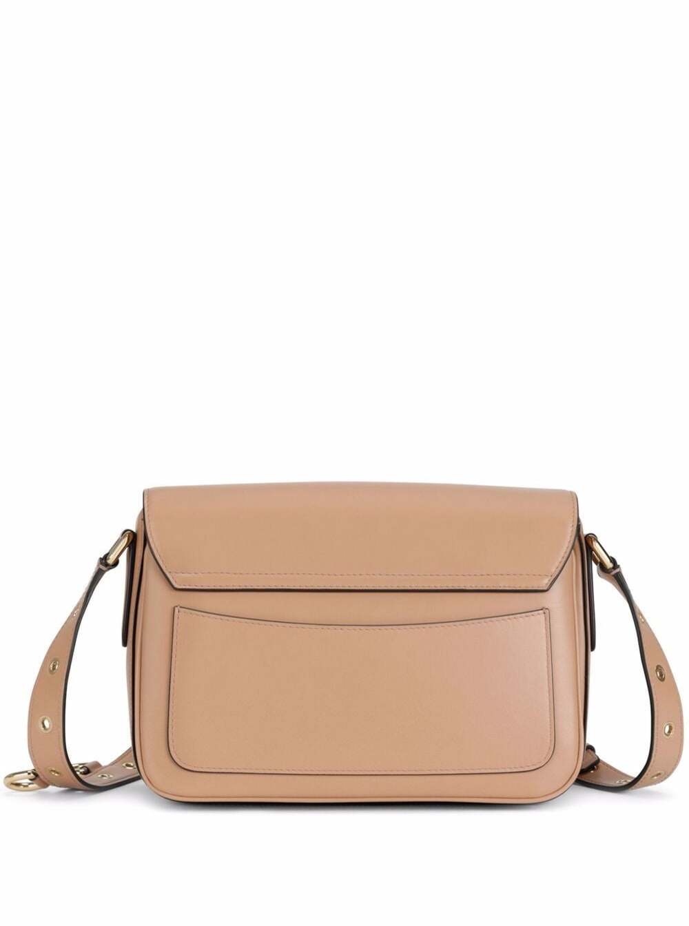Beige Leather Crossbody Bag With Logo Plaque Woman Dolce & Gabbana Pink Calf