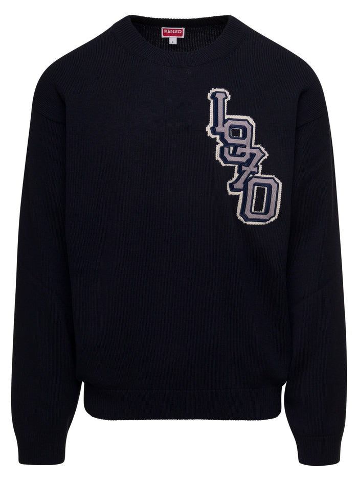 Seasonal Graphic Jumper Blu Wool Sweatshirts