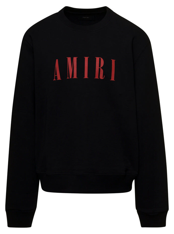 Core Logo Crew Black Cotton Sweatshirts