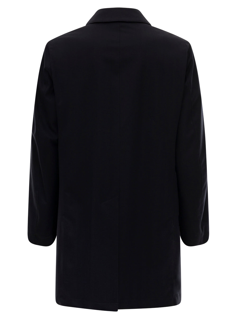 Black Single-Breasted Coat Wool Man Aspesi Blu Virgin Elastane