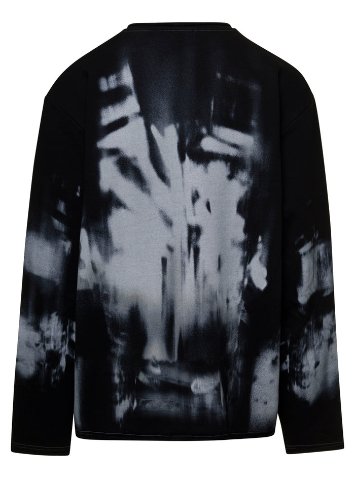 X Ray Print Raw Edge Sweatshirt Grey Cotton Sweatshirts