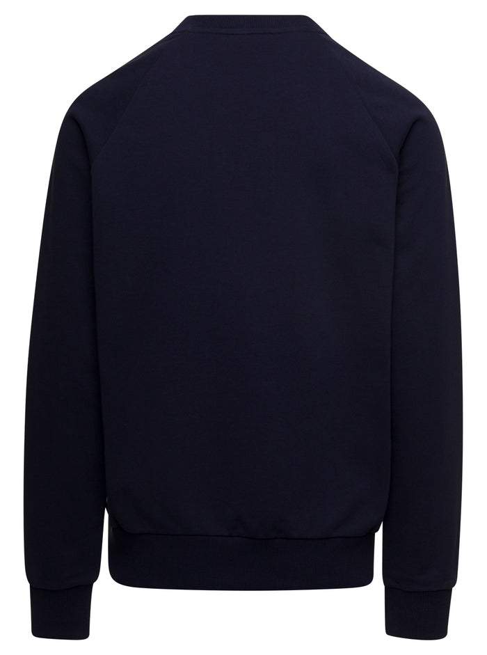 Blue Sweatshirt With Contrasting Logo Cotton Man Balmain Blu Sweatshirts