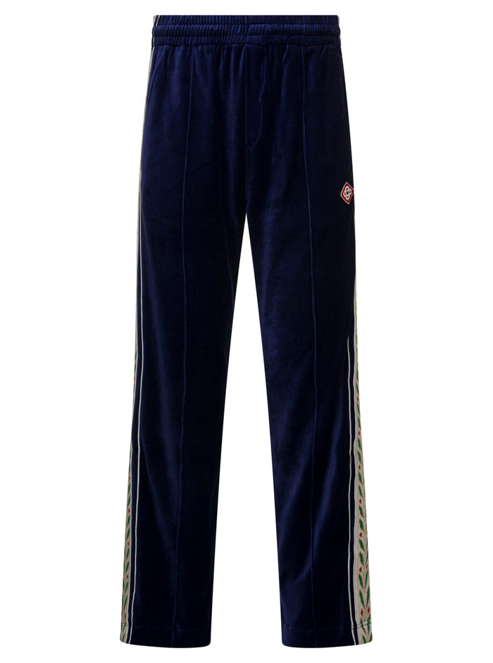 Laurel Track Pant Modal Velour Navy - Blu Trousers