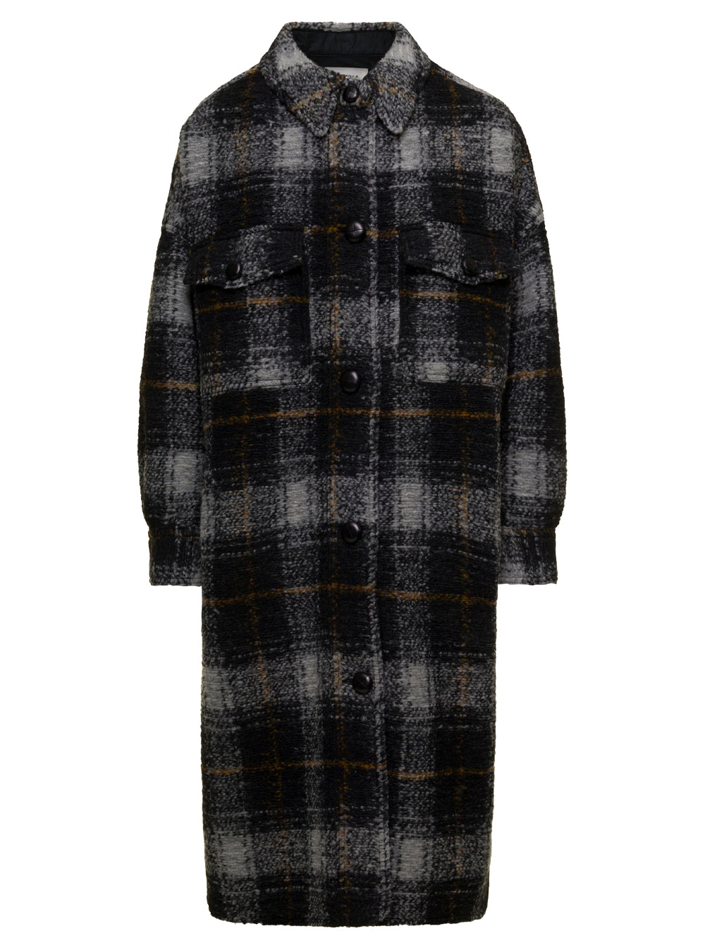 Fontizi Check Coat Grey Wool Polyester Other Fiber