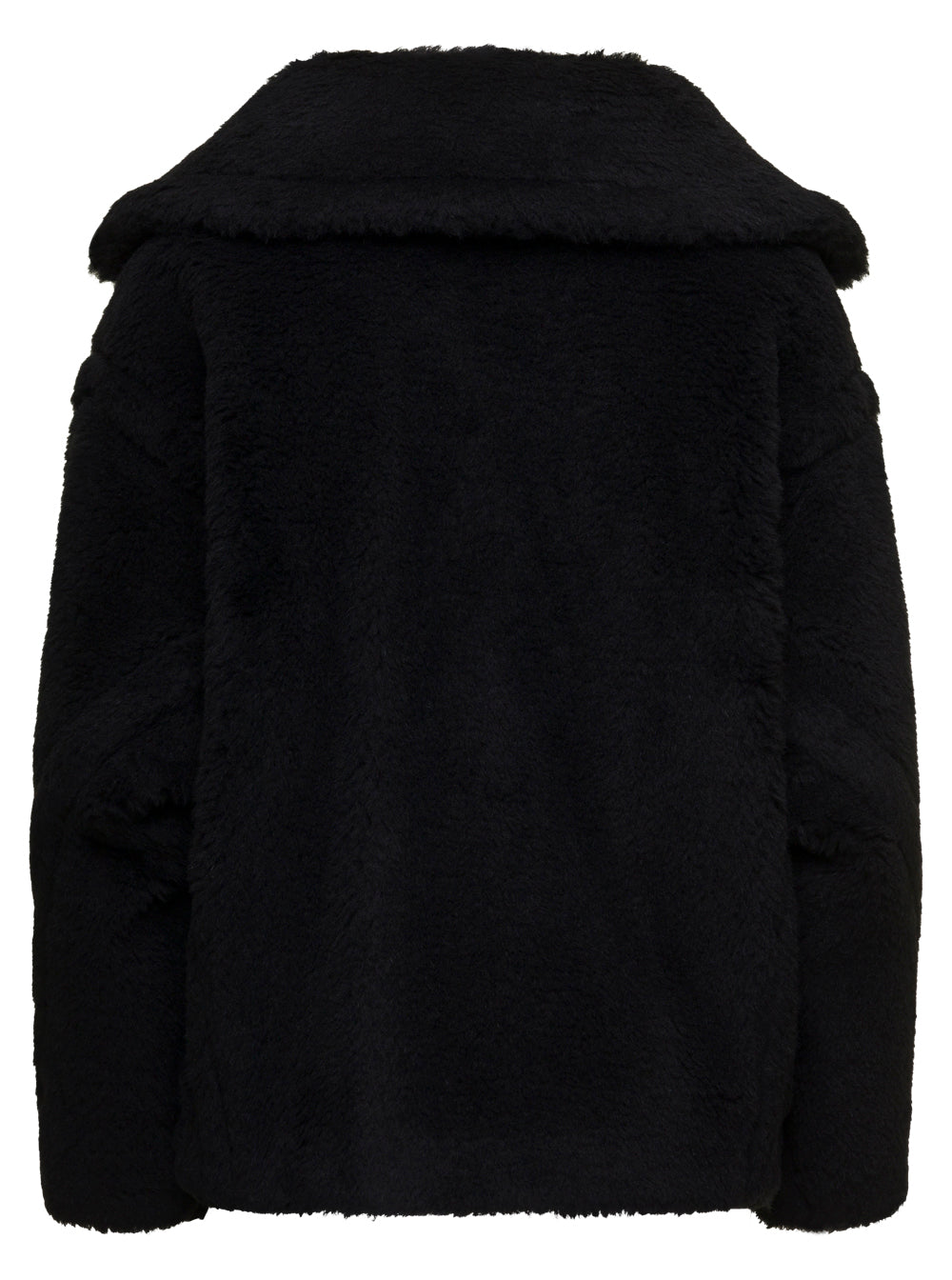 Caserta Teddy Biker Black Alpaca Virgin Wool Silk Outerwear