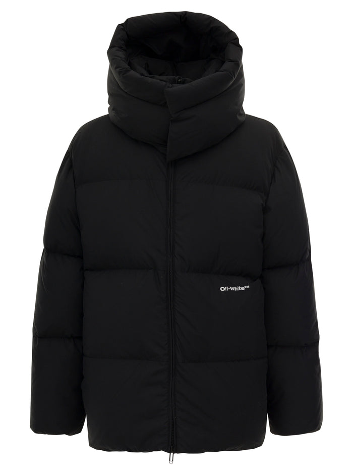 Bounce Hooded Down Puffer Black Polyester Jackets