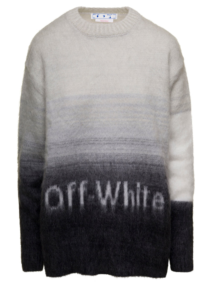 Mohair Helvetica Logo Crrwneck Grey Nylon Wool Jersey