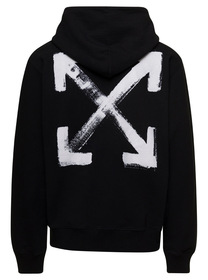 Paint Arrow Slim Hoodie Black Cotton Sweatshirts
