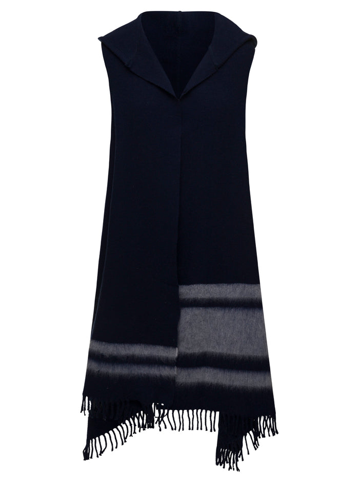 Poncho Peace Blu Virgin Wool Polyamide Wm Wp Coat