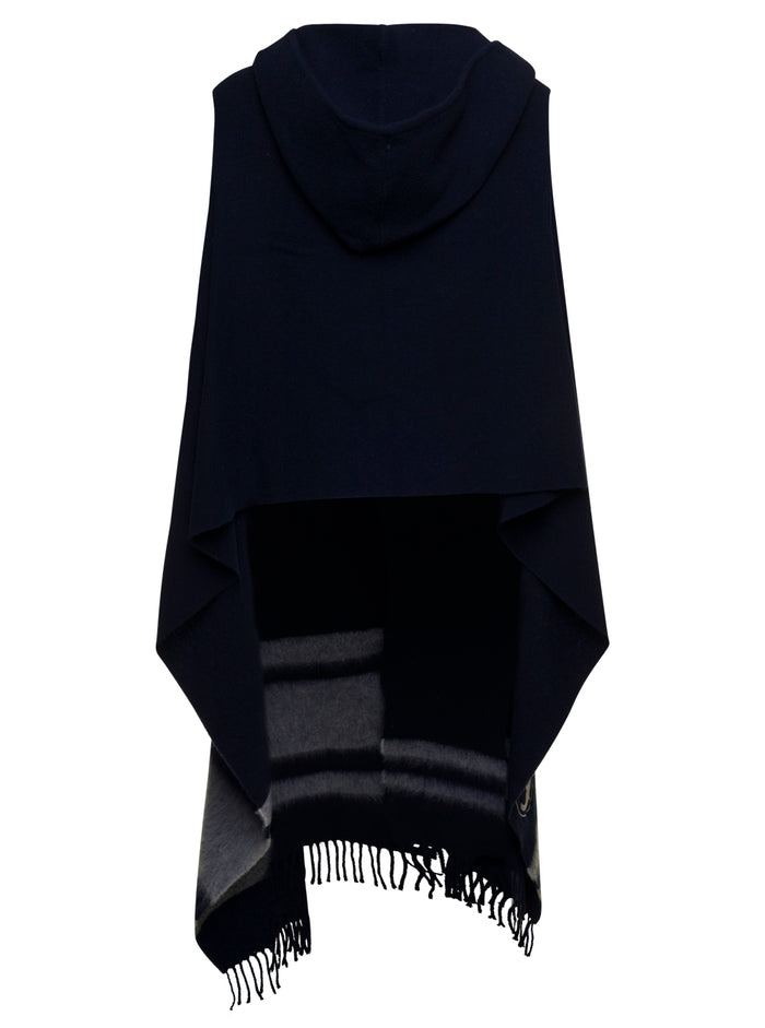 Poncho Peace Blu Virgin Wool Polyamide Wm Wp Coat