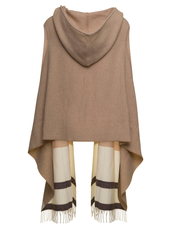 Poncho Peace Brown Virgin Wool Polyamide Wm Wp Coat