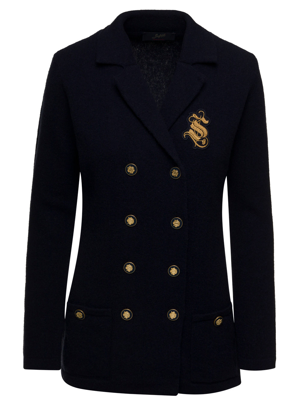 Dana Knit Cardigan Blu Virgin Wool Jersey