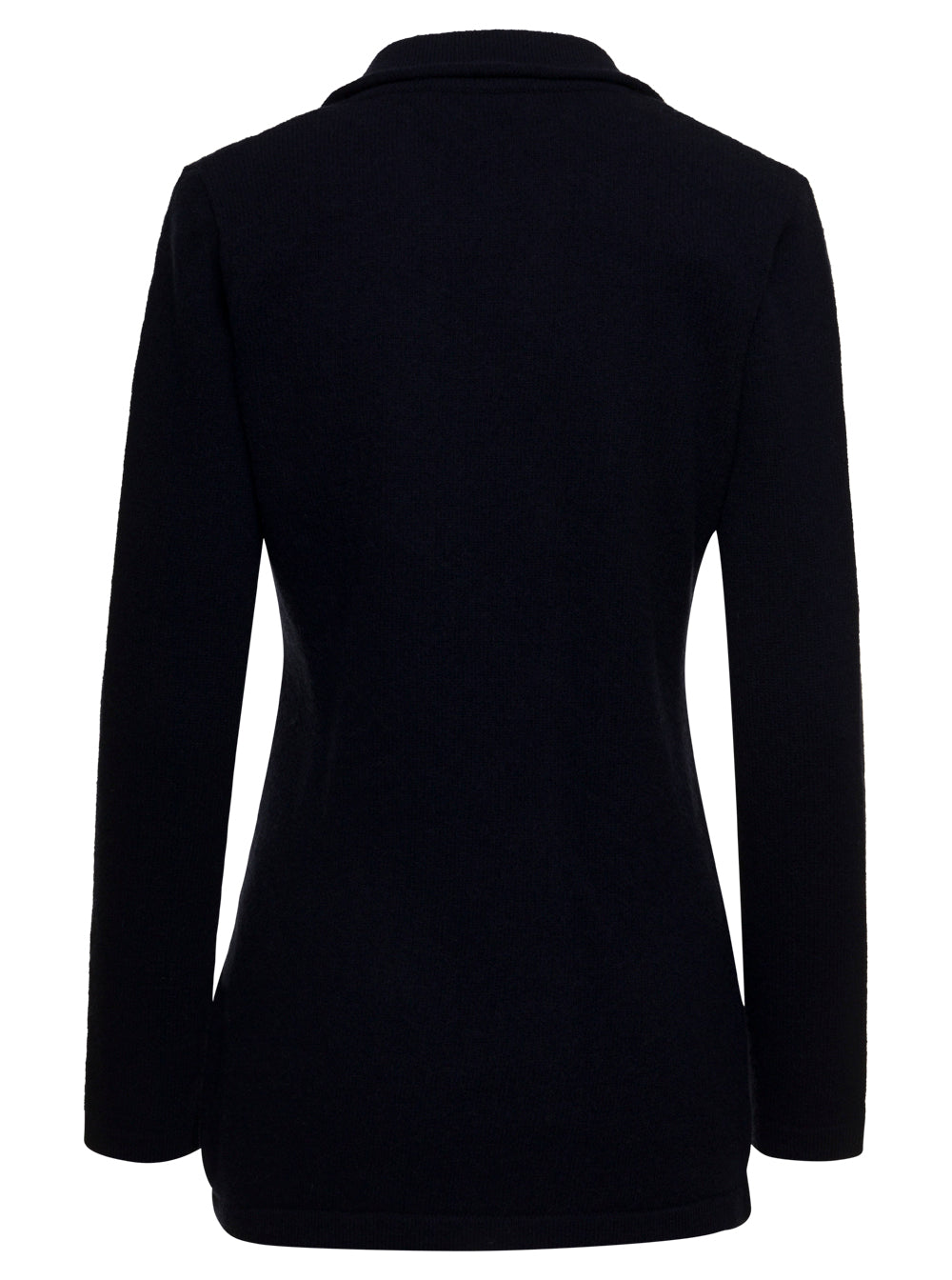 Dana Knit Cardigan Blu Virgin Wool Jersey