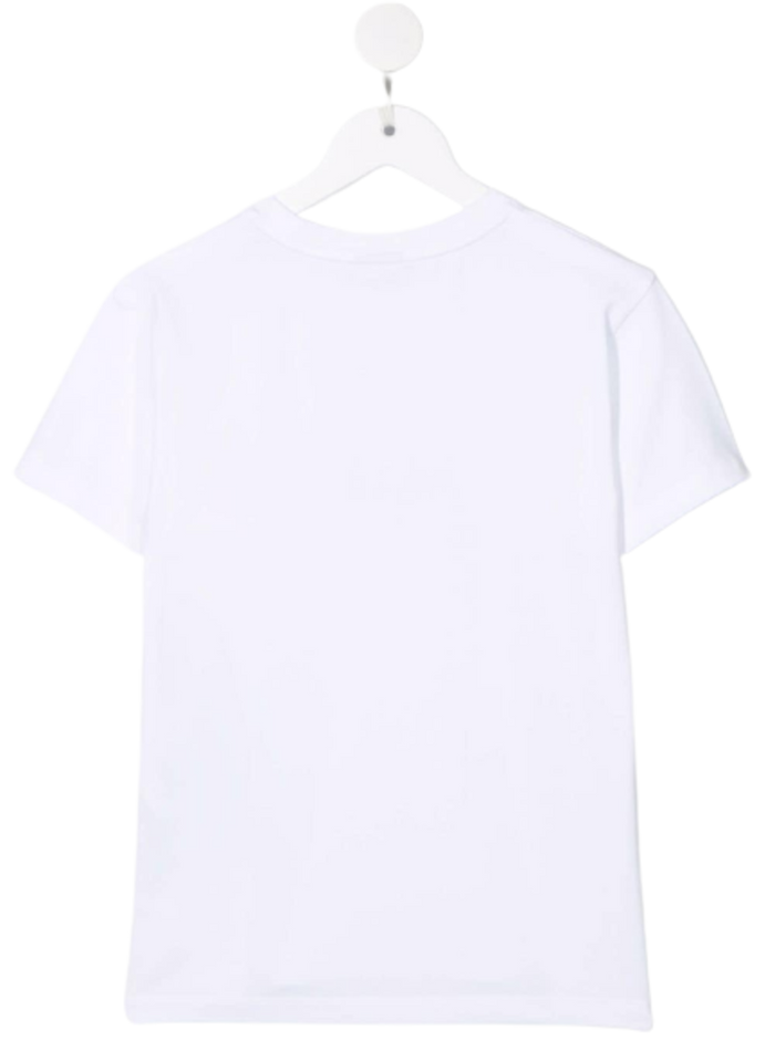 Gcds Boys White Cotton T-Shirt With Logo Elastane Tshirts And Polo Shirts