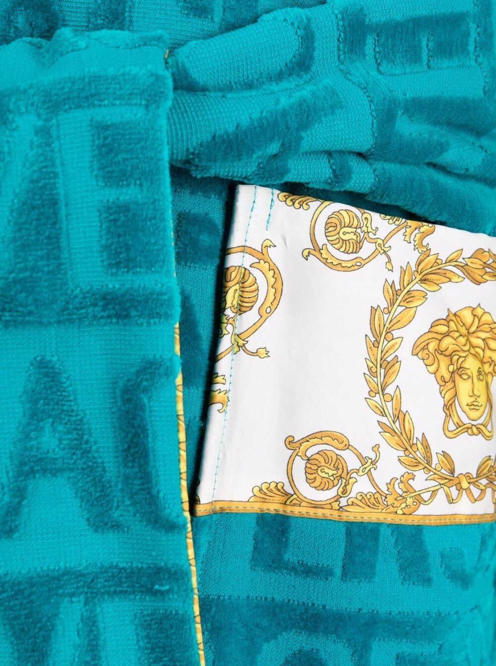 Black Bathrobe With Baroque Pattern Terry Cotton Versace Home Bathrobes