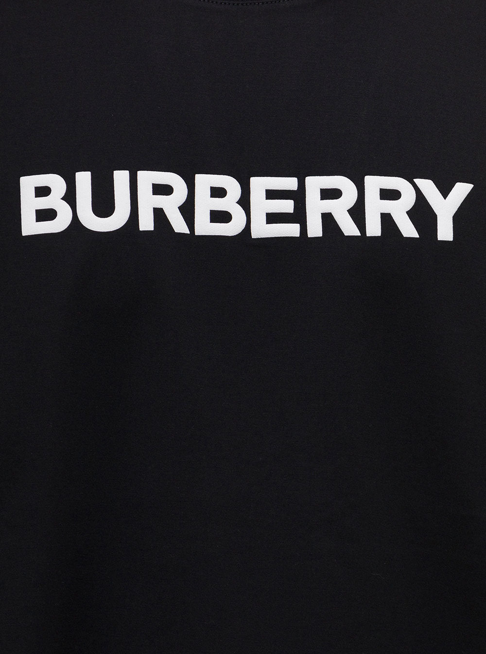 Harriston Black Cotton T-Shirt With Logo Print Man Burberry Tshirts And Polo Shirts