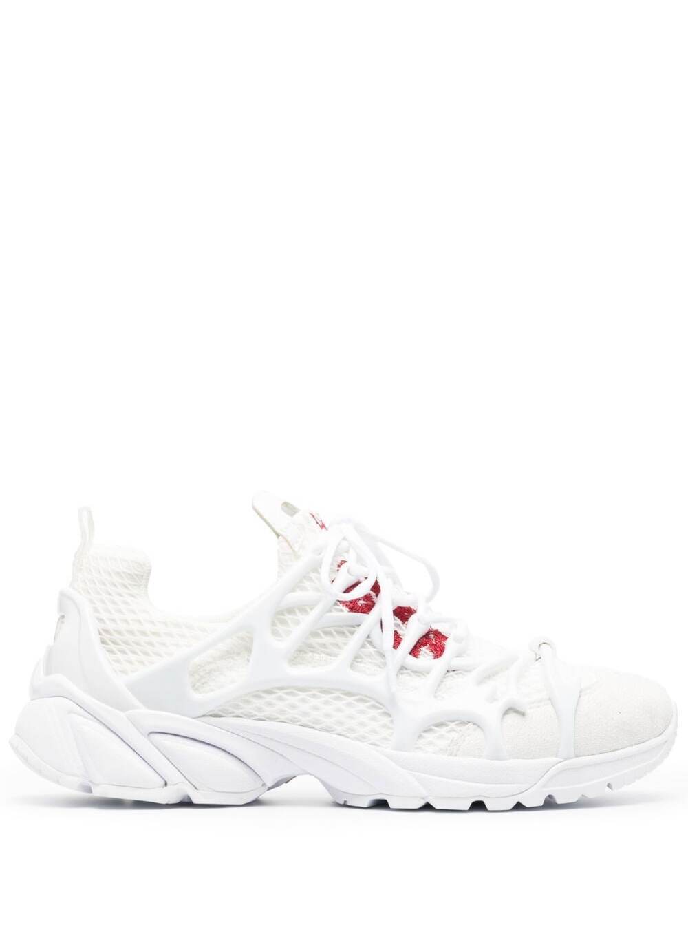 White Low Top Sneakers With Mesh Panelling Polyamide Man 44 Label Group