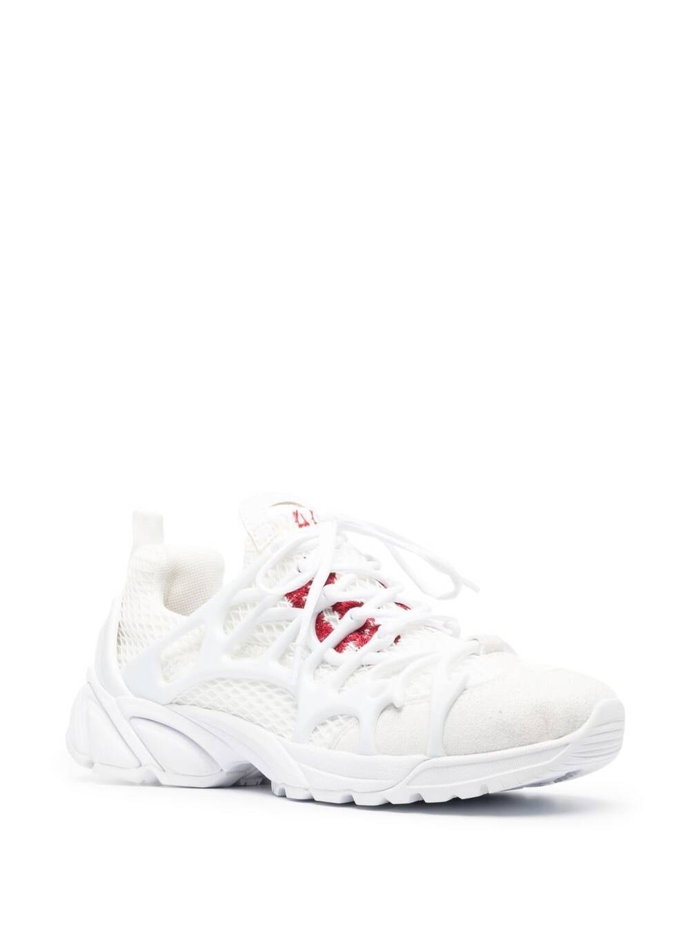 White Low Top Sneakers With Mesh Panelling Polyamide Man 44 Label Group