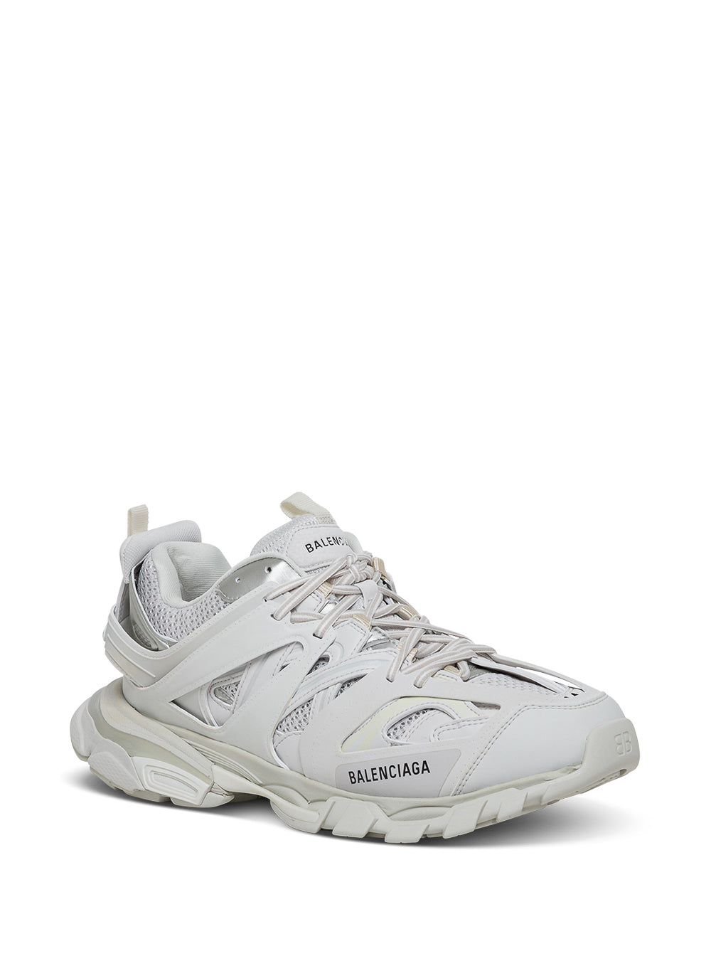 White Track Mesh And Nylon Sneakers Man Balenciaga Polyurethane Polyester